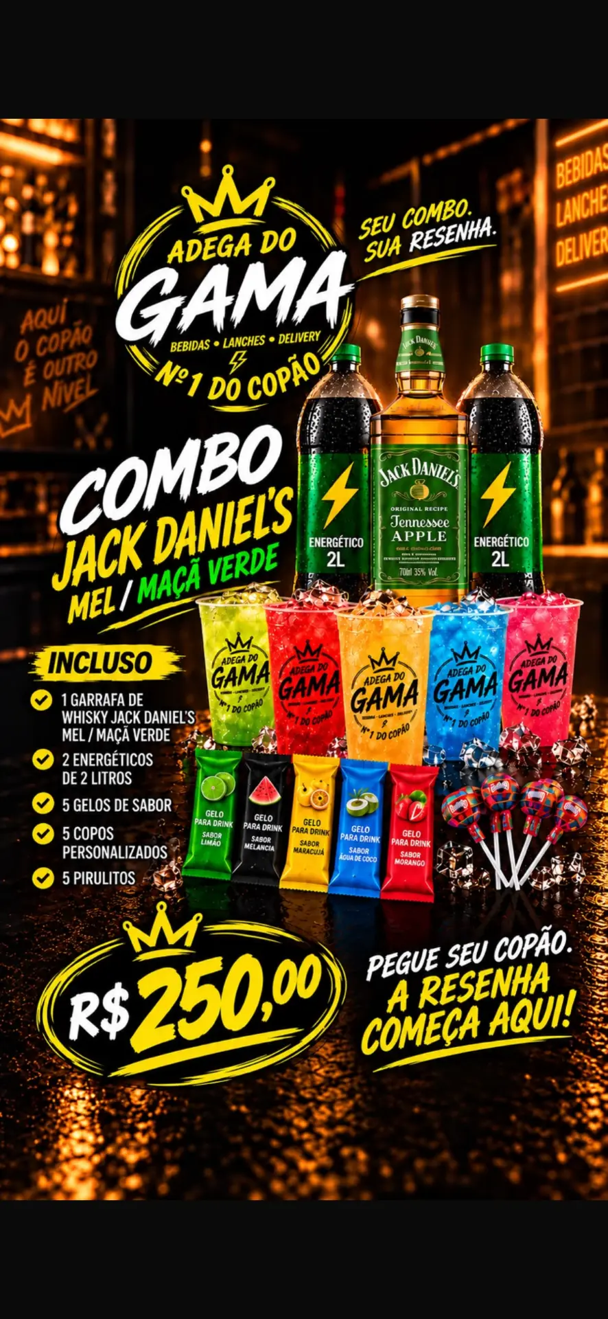 Combo Jack Daniel’s Mel/Maçã Verde da Adega do Gama