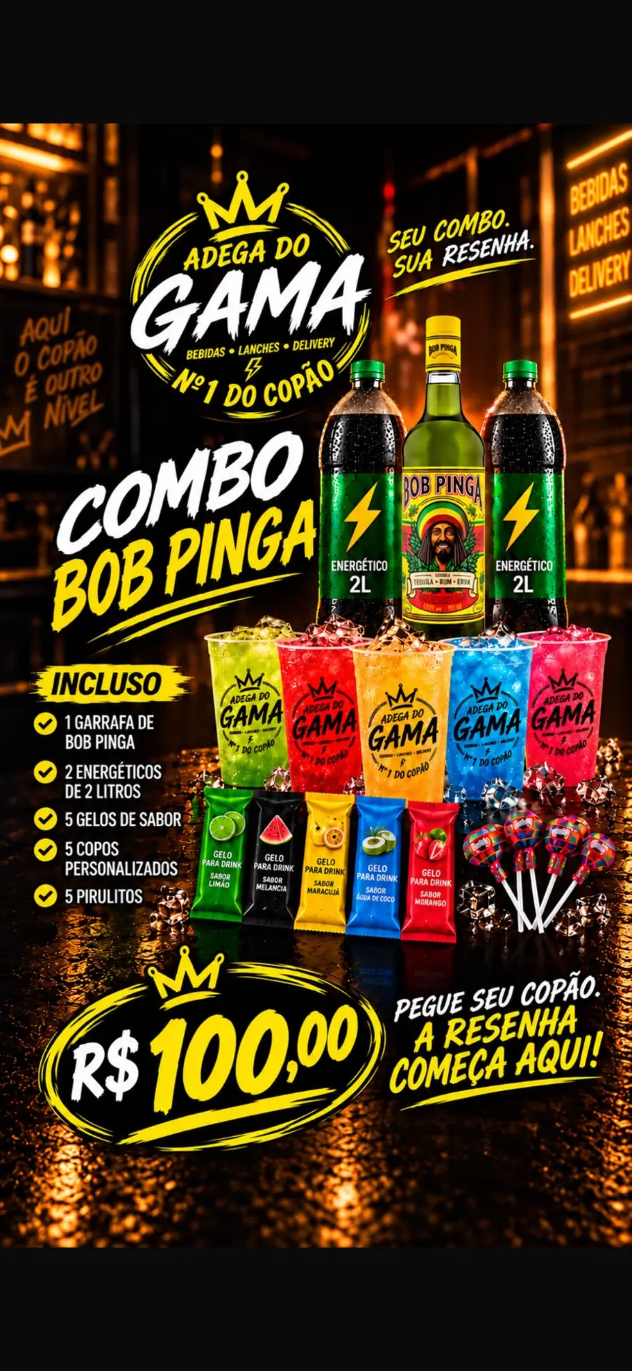 Combo Bob Pinga da Adega do Gama